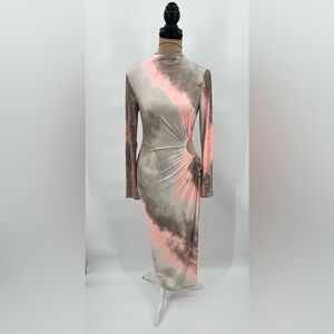 Longsleeve side cut out waist midi dress valentines birthday night out bodycon